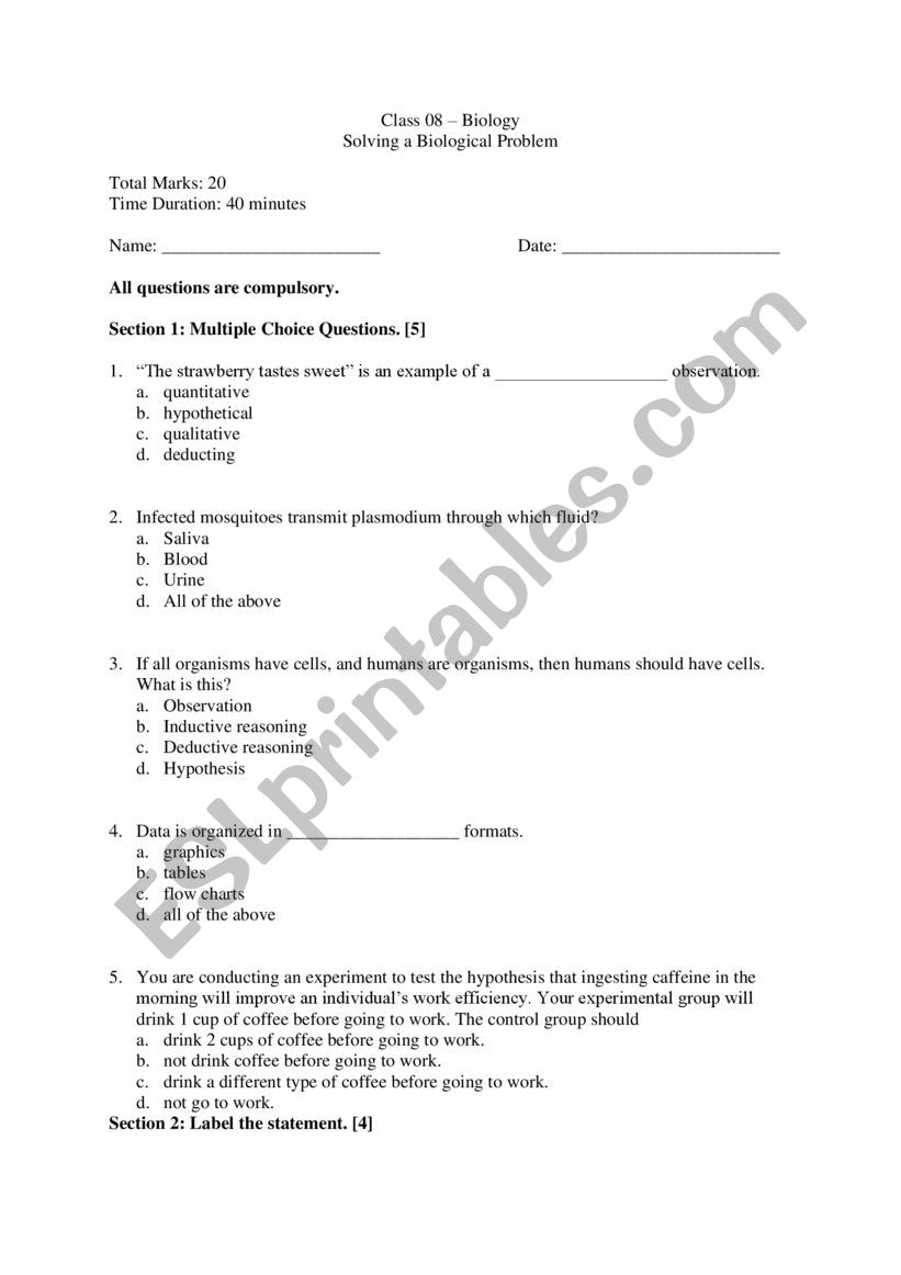 national 5 biology problem solving skills