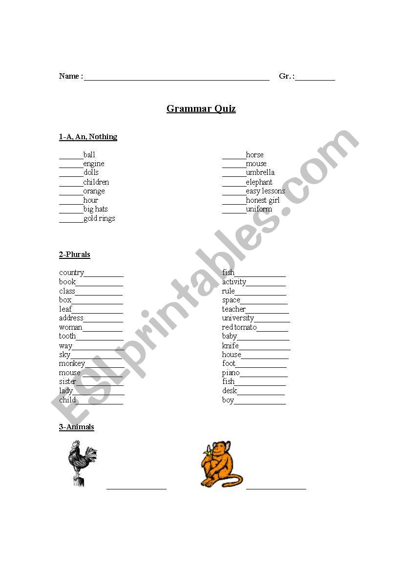 grammar and vocabulary test worksheet