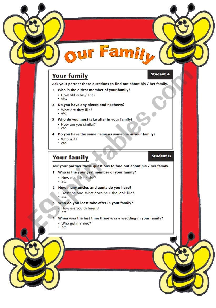 Our family worksheet