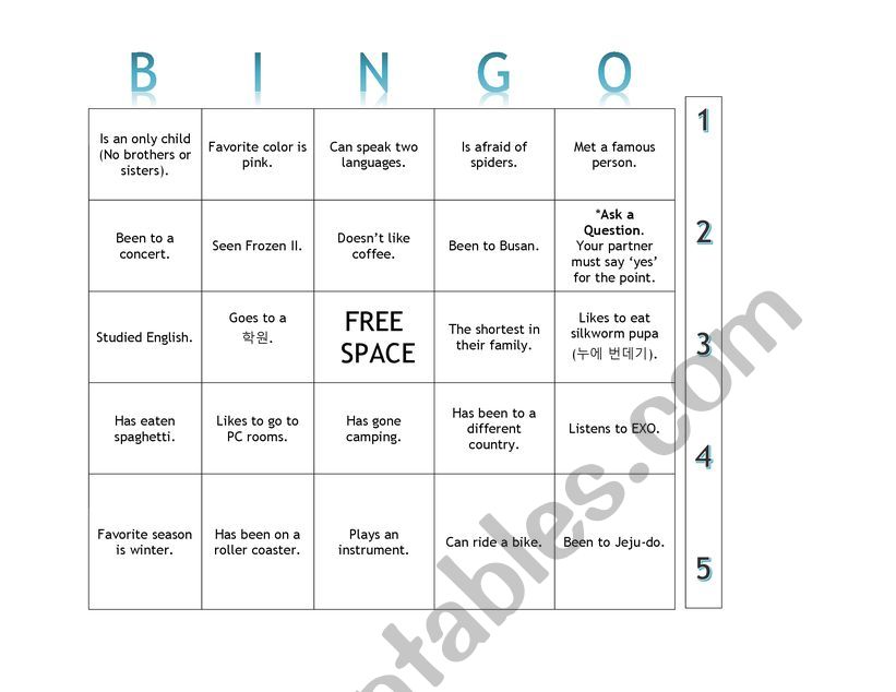 Getting to Know You Bingo Templates