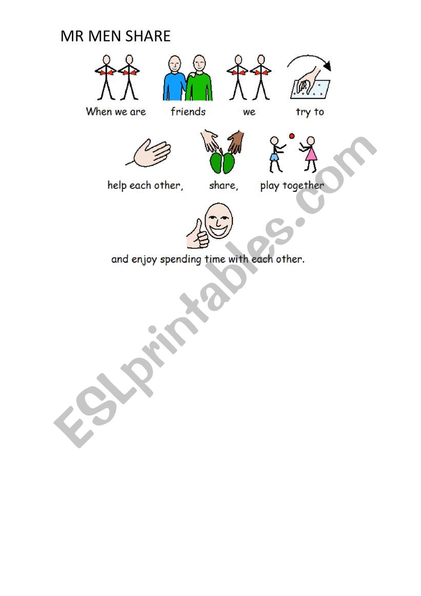 MR MEN SHARE worksheet