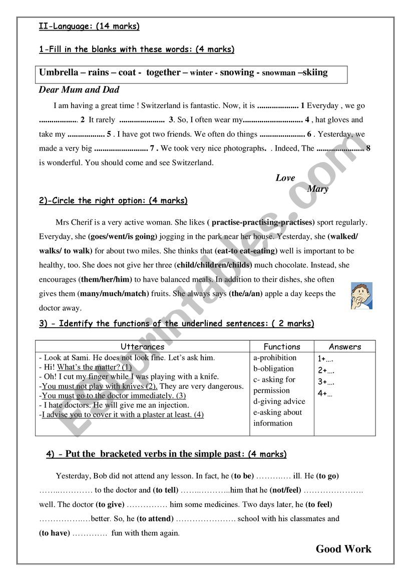 language tasks third term 7th worksheet