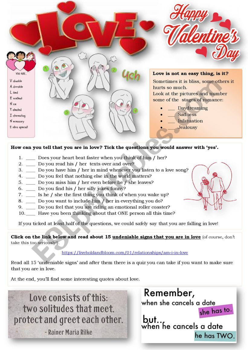 ARE YOU IN LOVE? worksheet