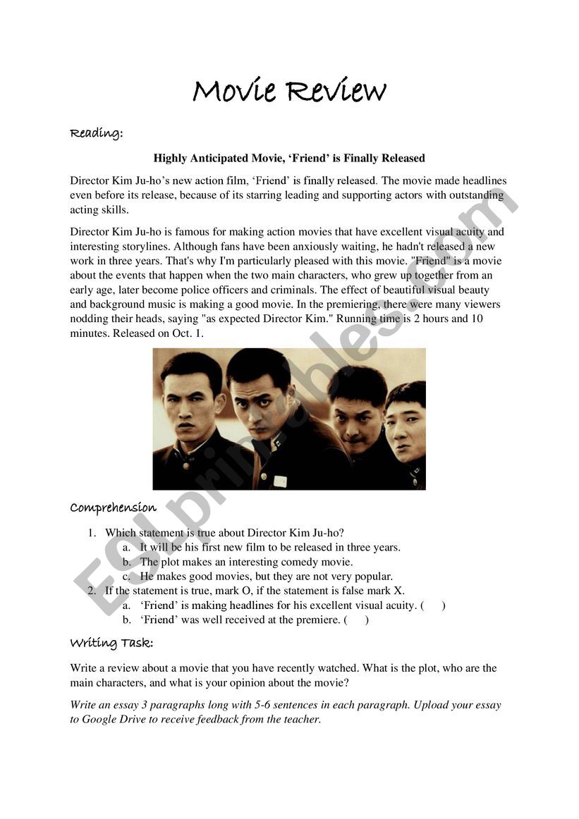 Movie Review worksheet