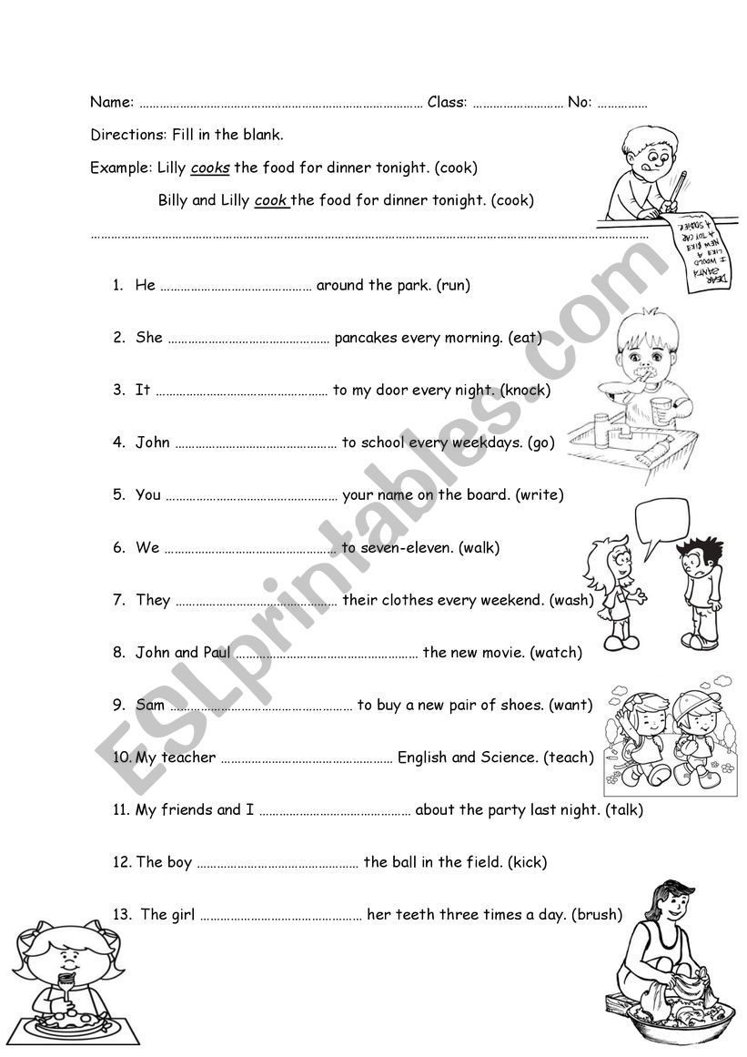 Verb Tense worksheet