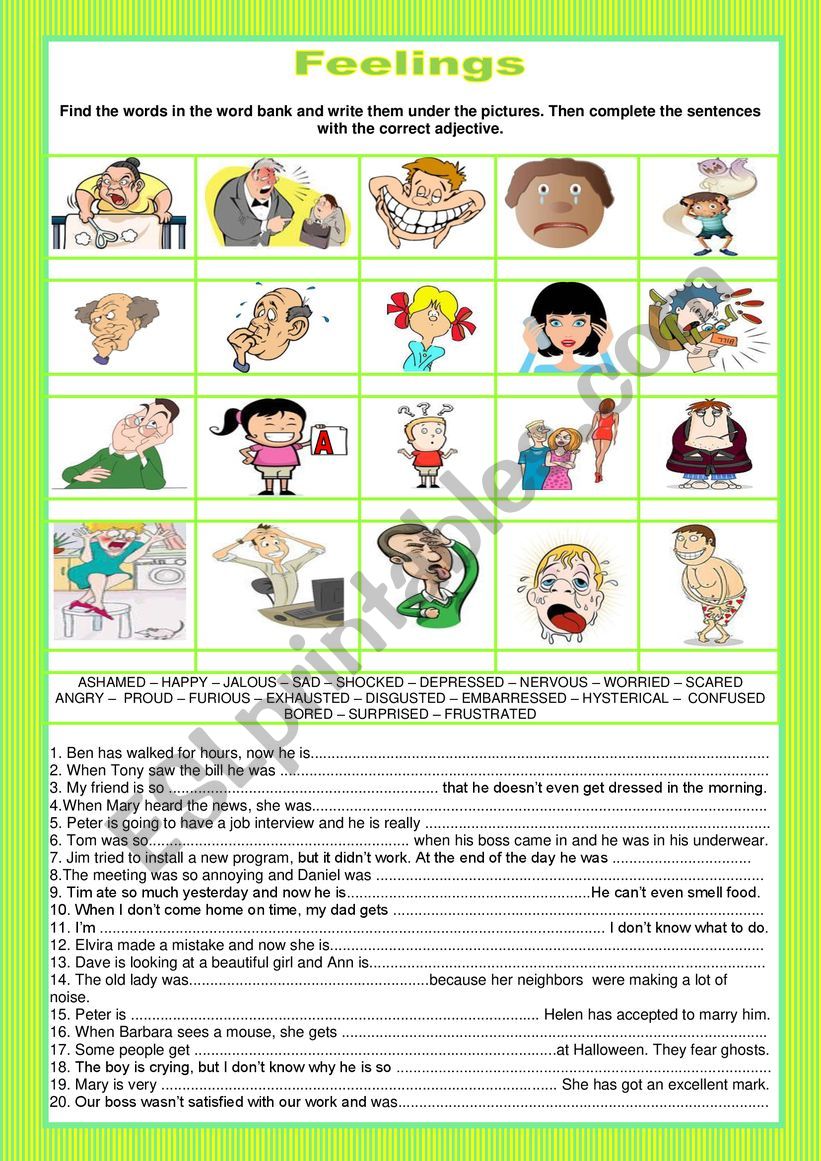 Feelings worksheet