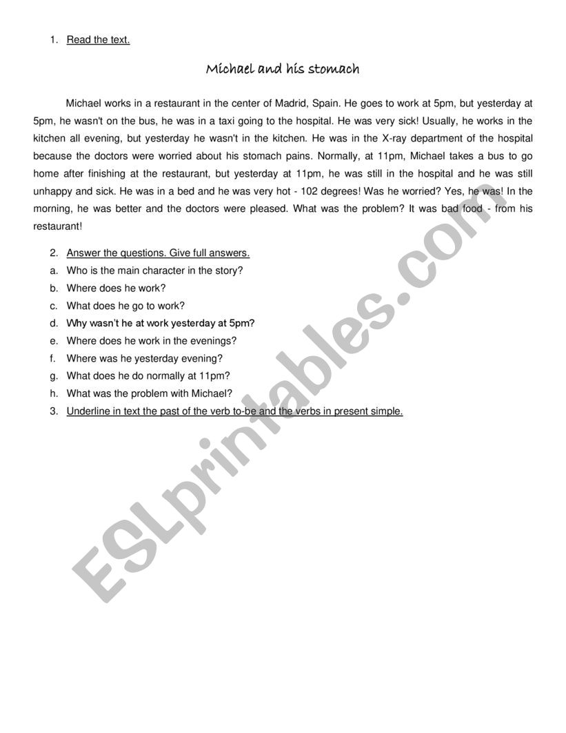 Was/Were worksheet