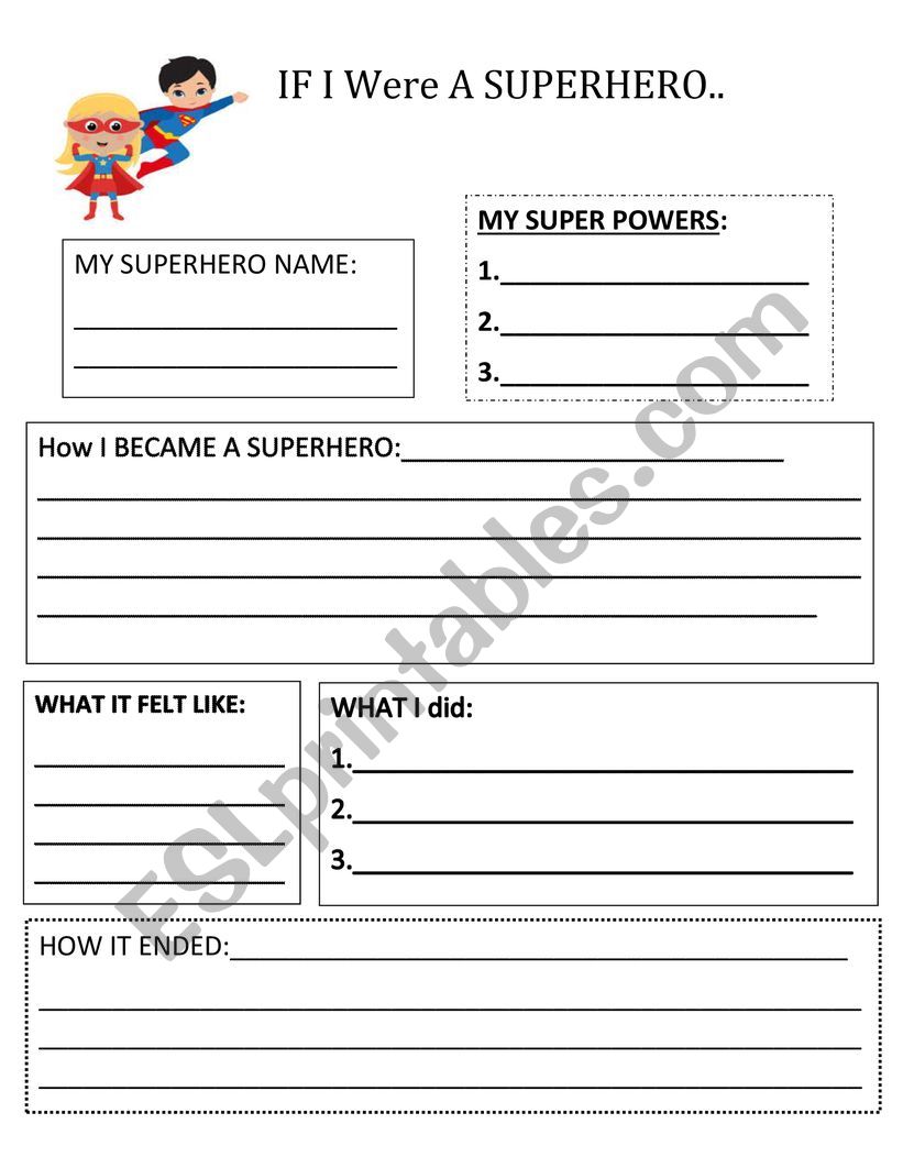 Superhero powers worksheet
