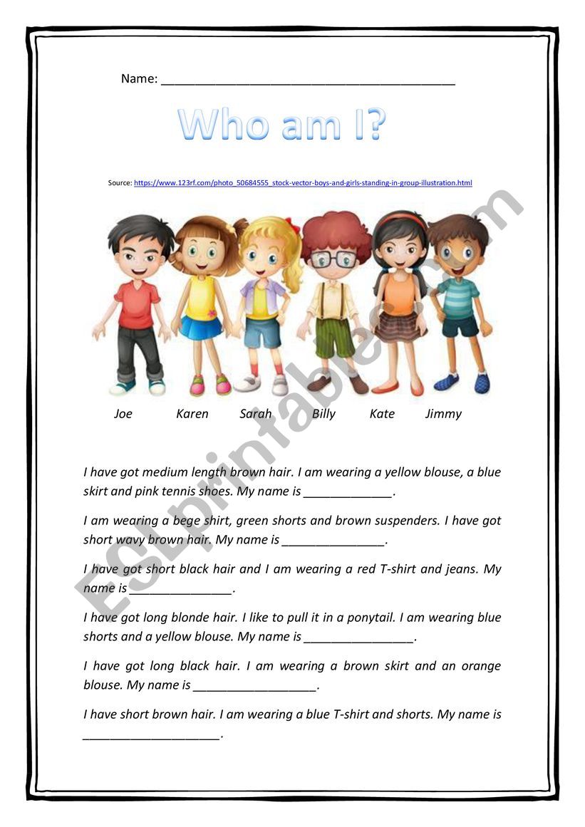 Who am I? worksheet