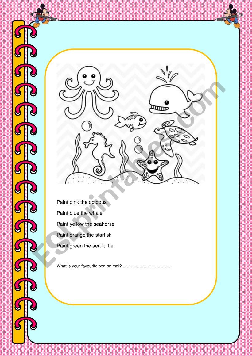 sea animals worksheet