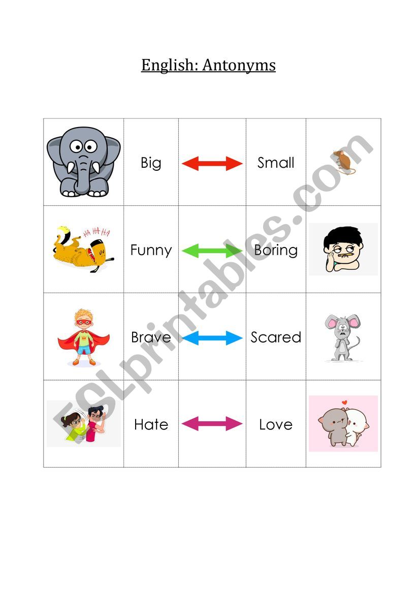 ANTONYMS worksheet