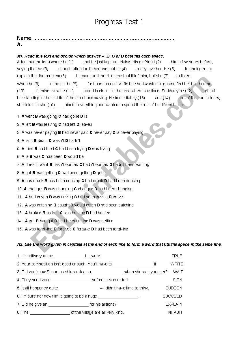 Test CAE worksheet