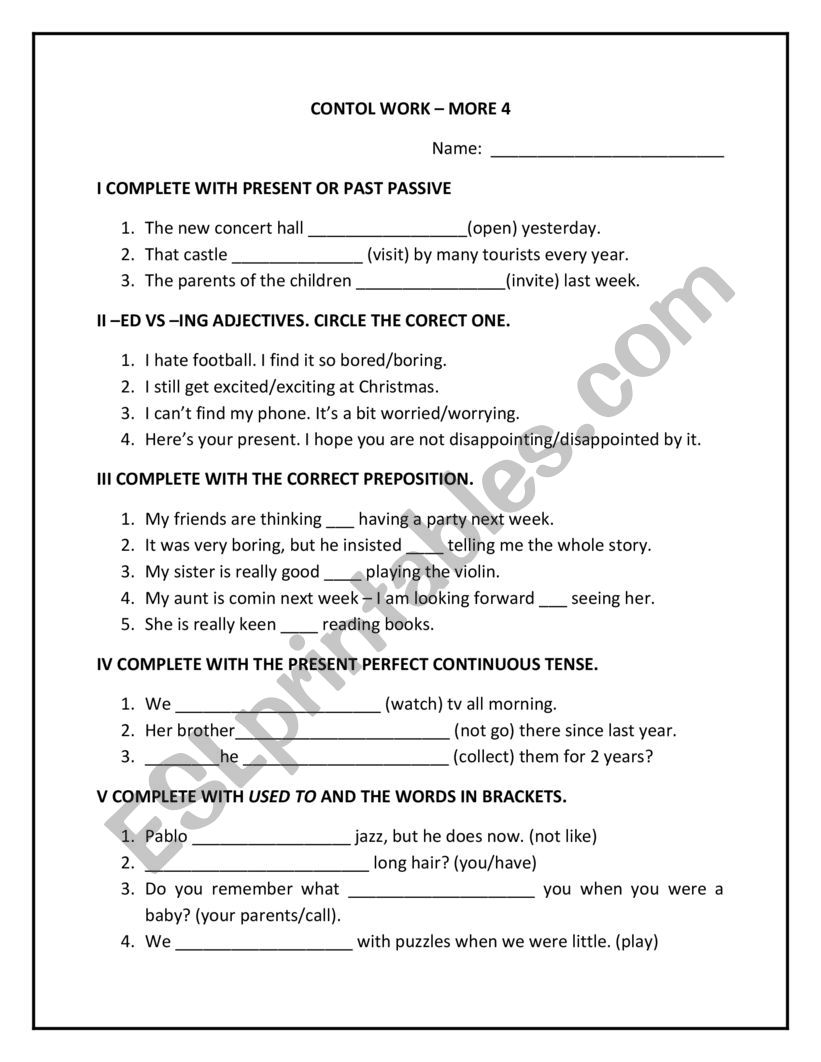 Grammar worksheet