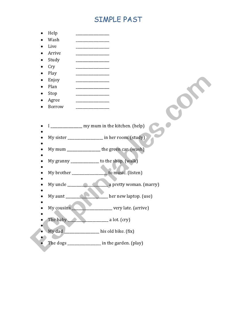 Simple Past worksheet