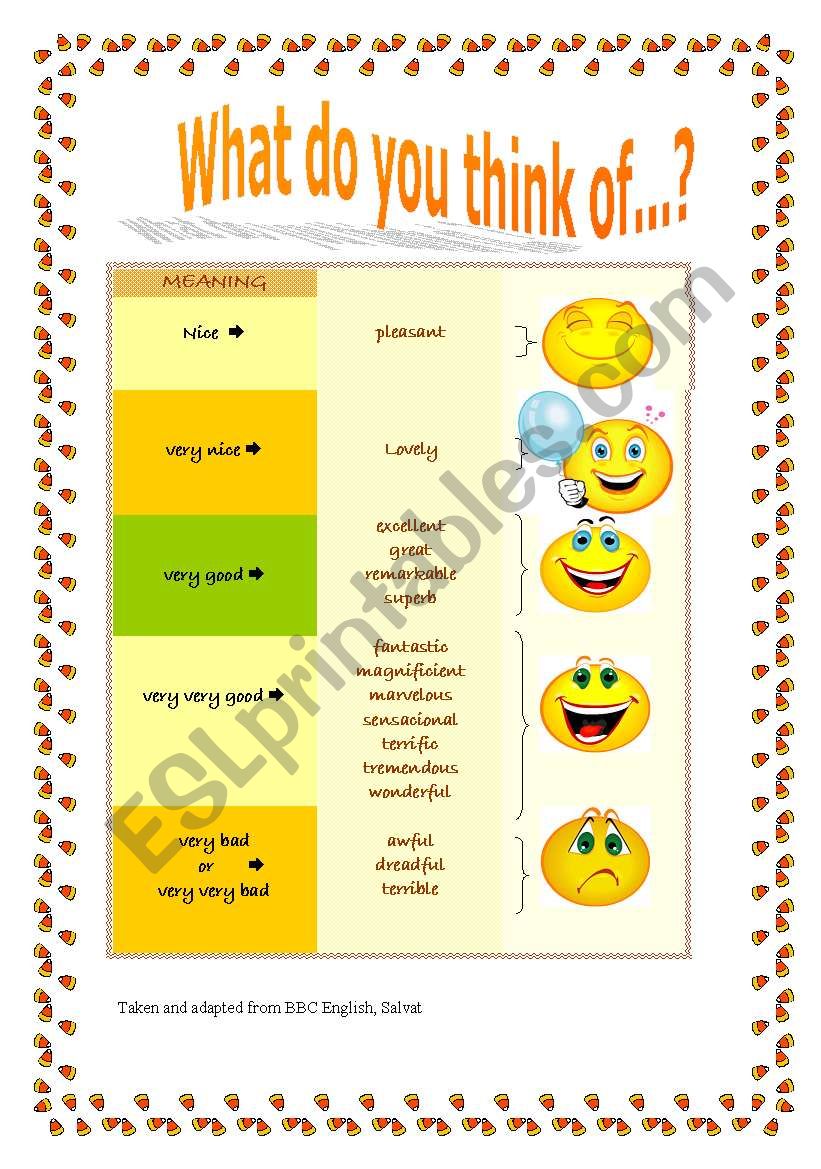 adjectives to express opinions