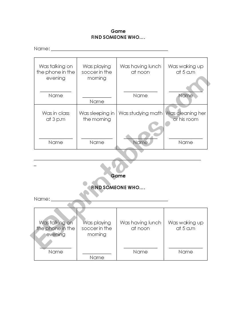 Gme Find someone who... worksheet