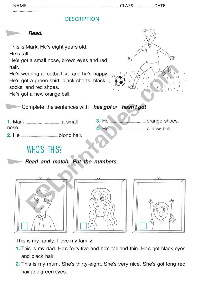 DESCRIPTION worksheet