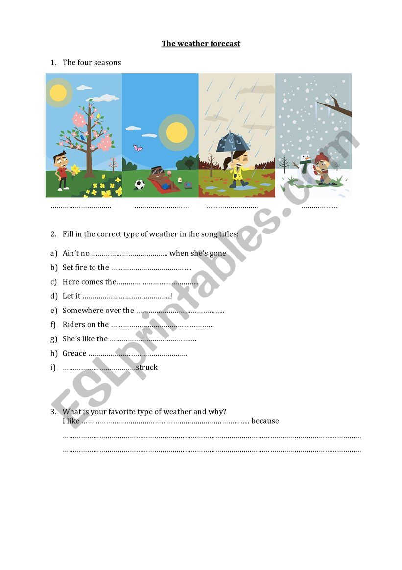 The weather forecast  worksheet