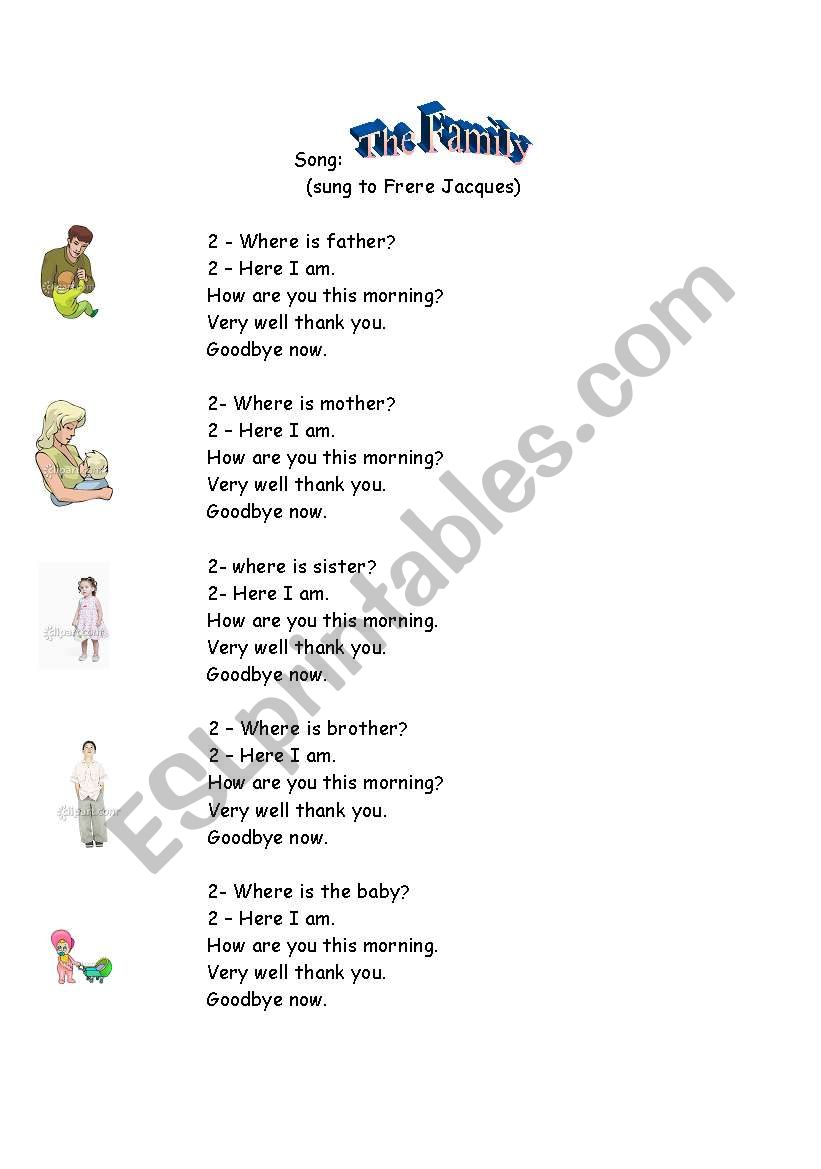 FAMILY SONG worksheet