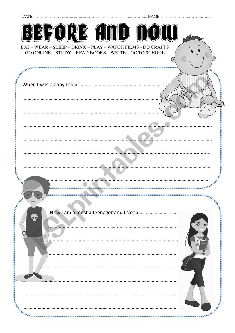 BEFORE AND NOW worksheet