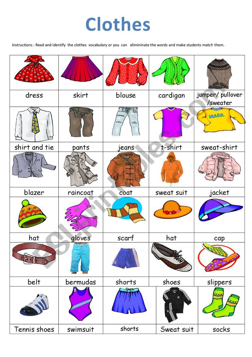 Clothes Vocabulary worksheet