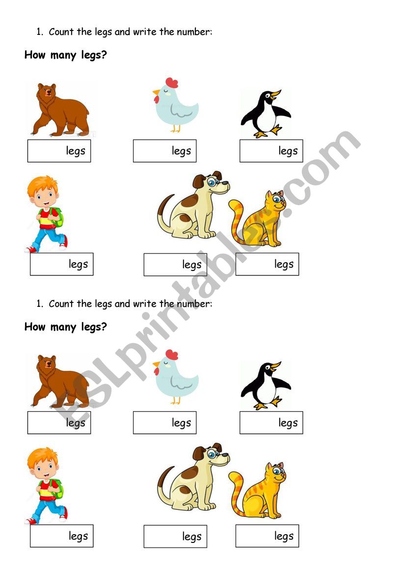 HOW MANY LEGS - NUMBERS AND PLURALS
