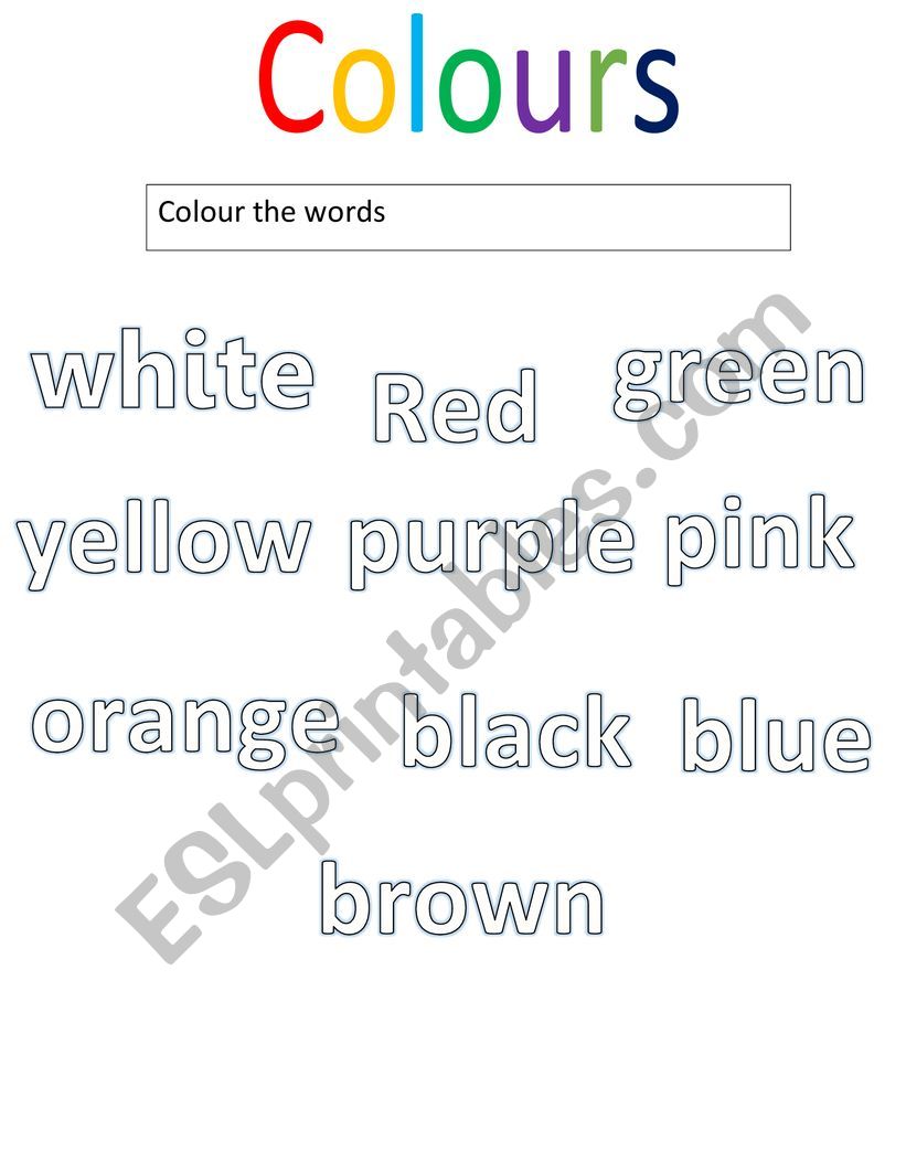 colours worksheet