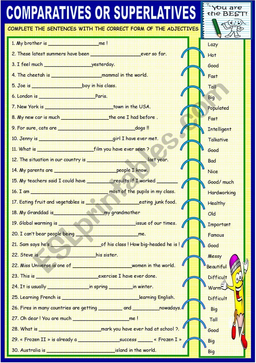 Comparartives or superlatives with key