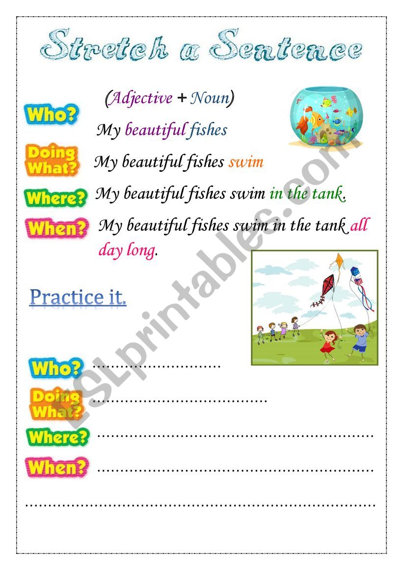 Stretch The Sentences First Grade Worksheets