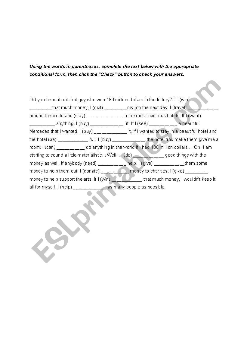 Second Conditional worksheet