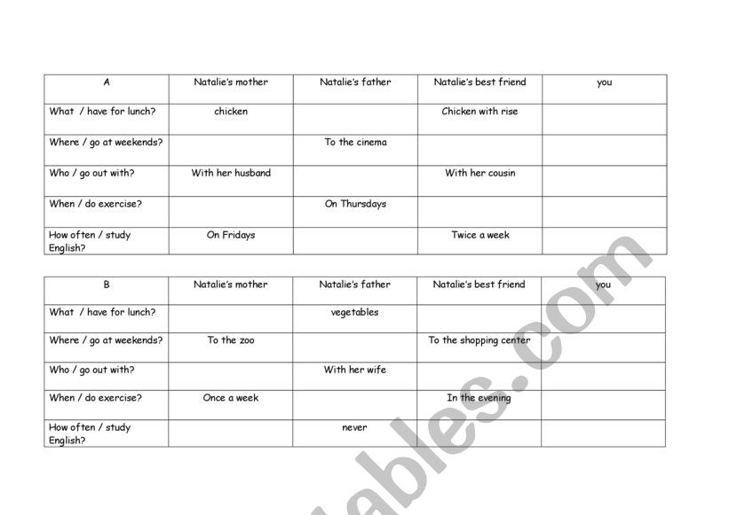 Information Gap with Wh-Words worksheet