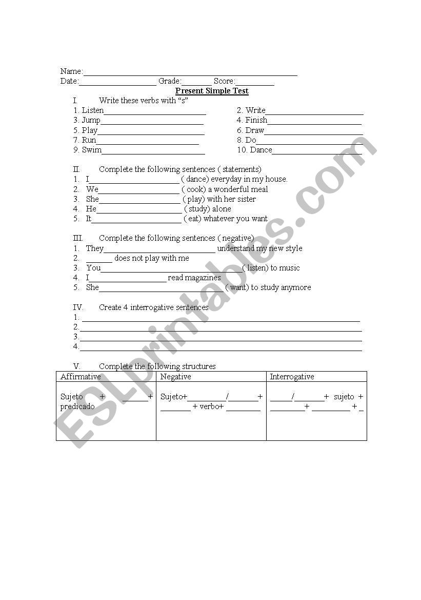 Present Simple worksheet