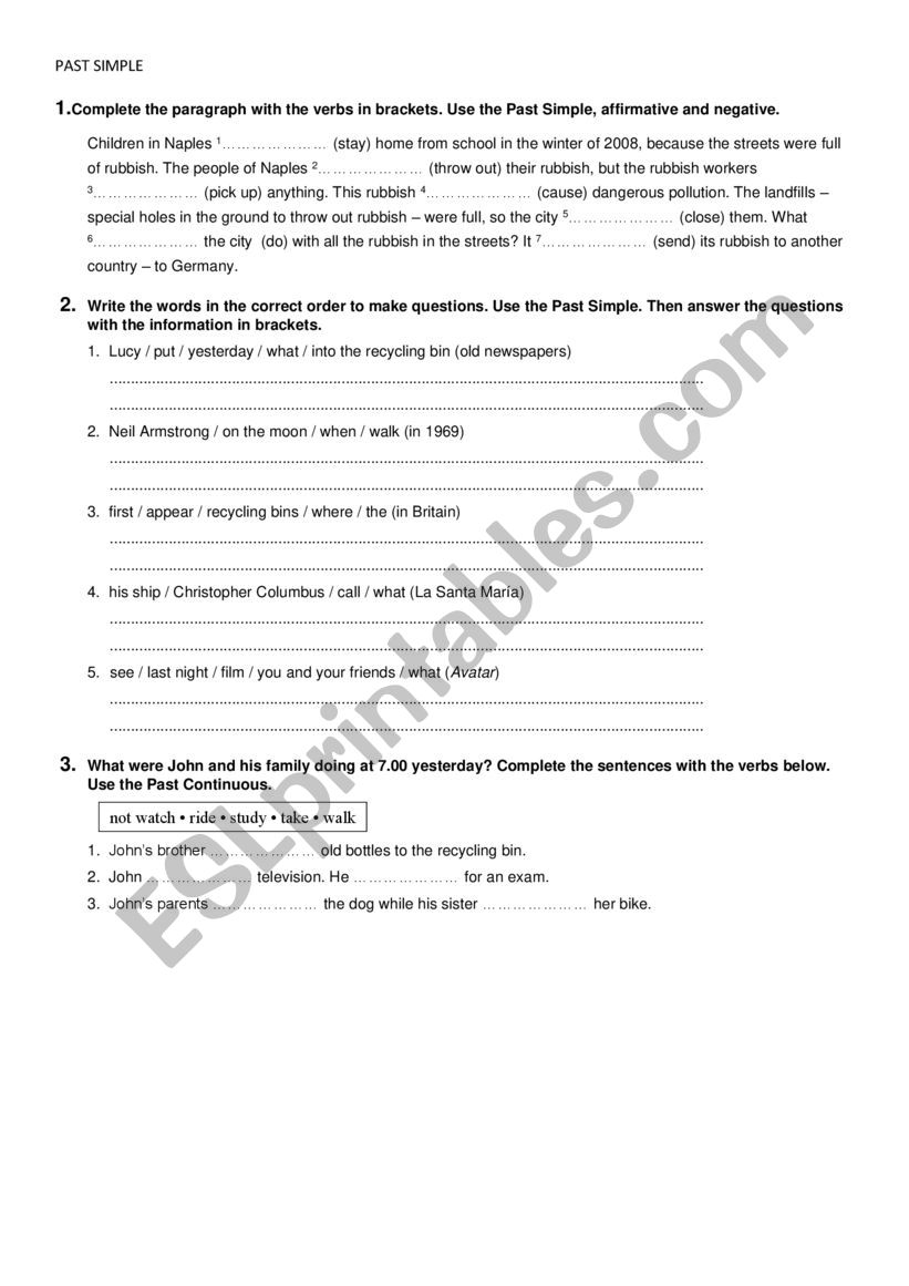 PAST SIMPLE worksheet