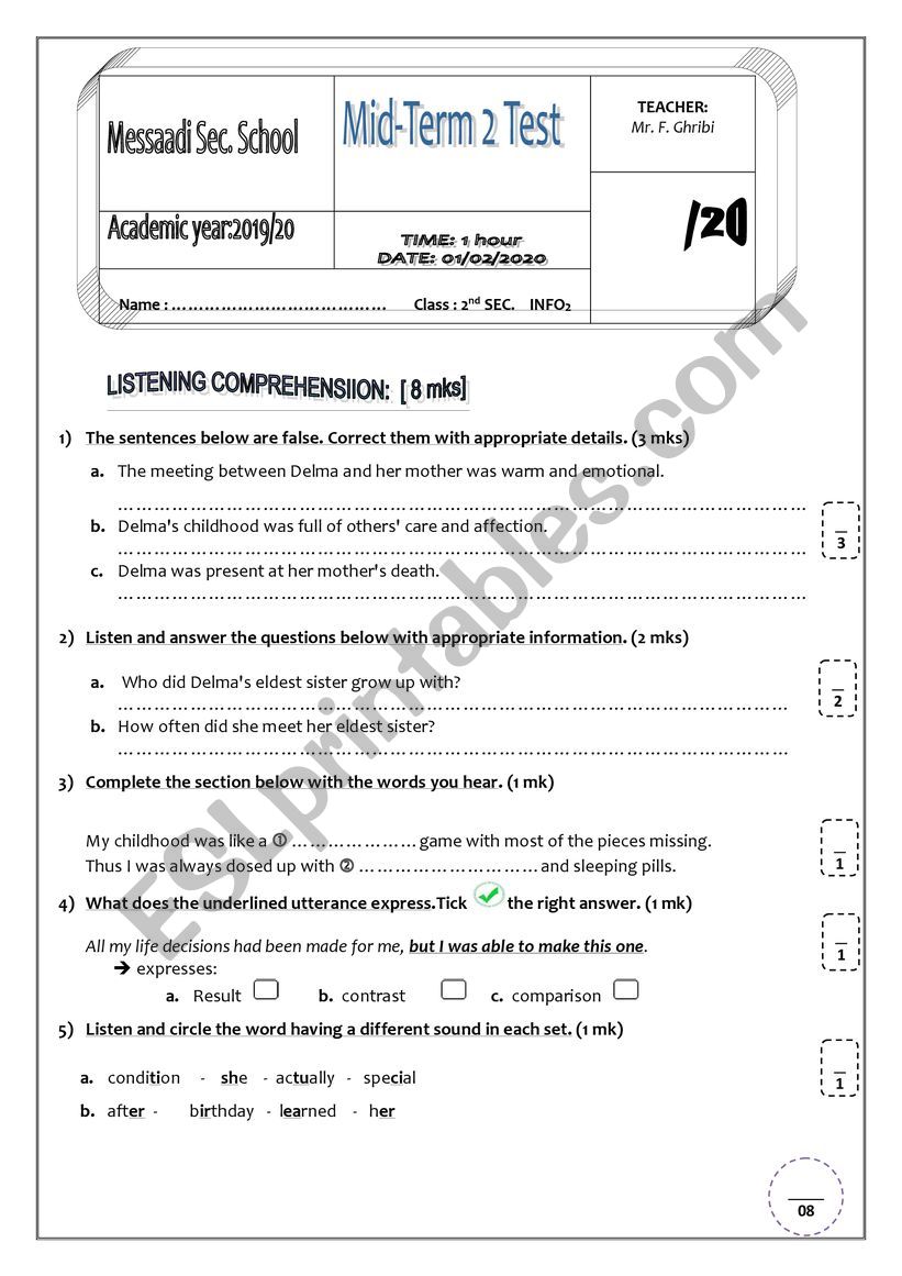 Mid-term test 2   2nd SEC. INFO