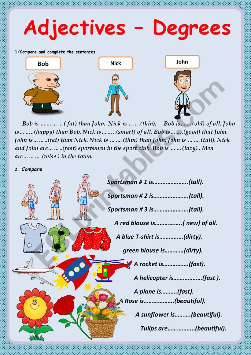 Degrees of Adjectives  worksheet