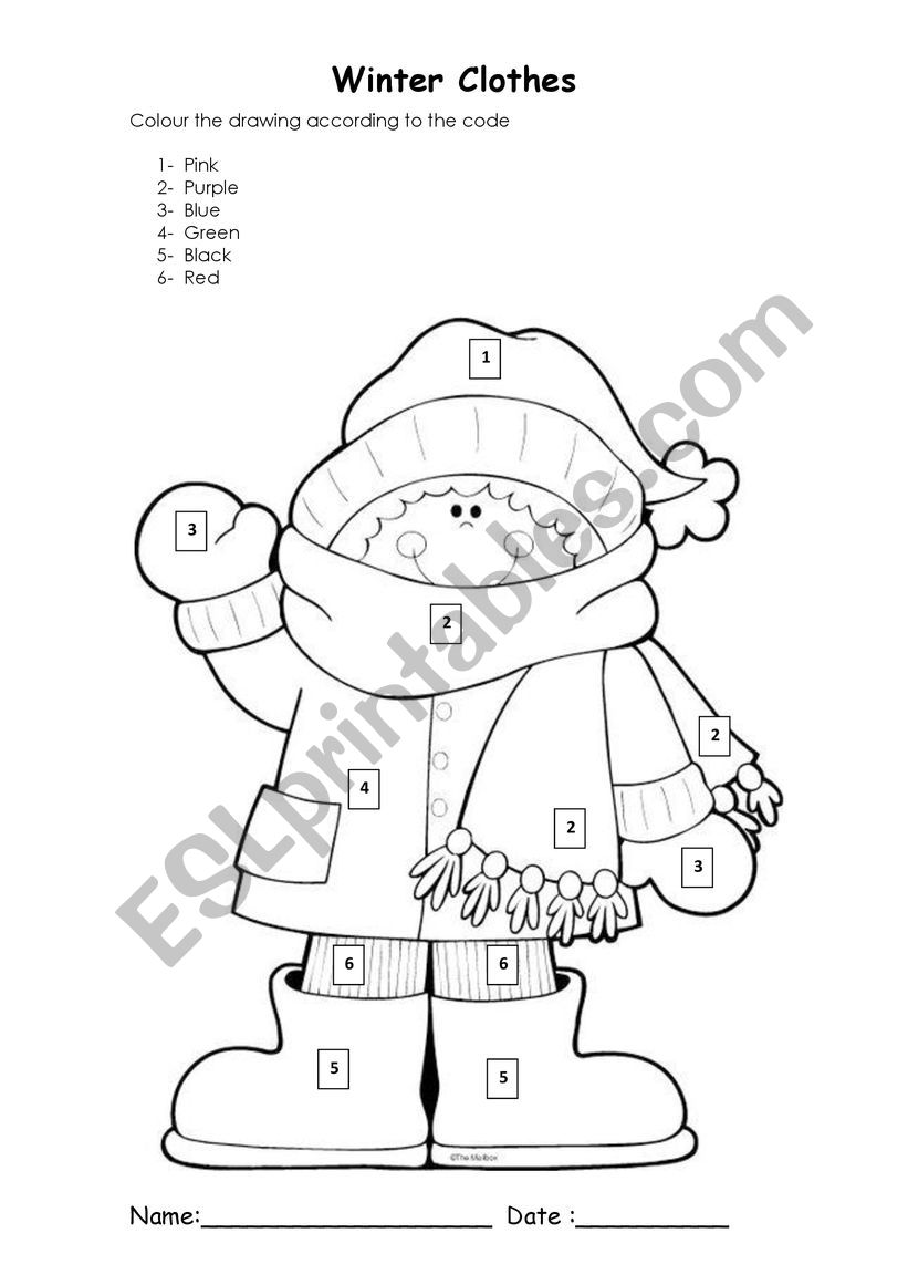 Winter Clothes worksheet