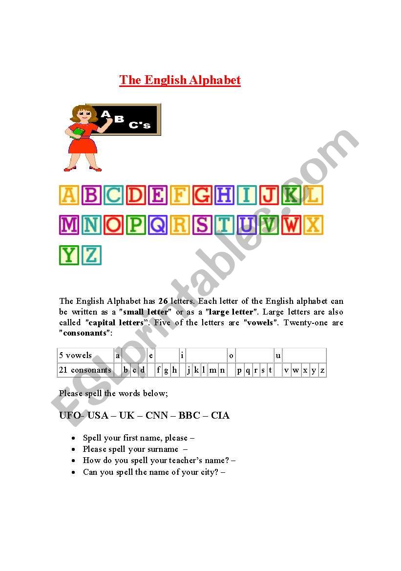 The English Alphabet worksheet