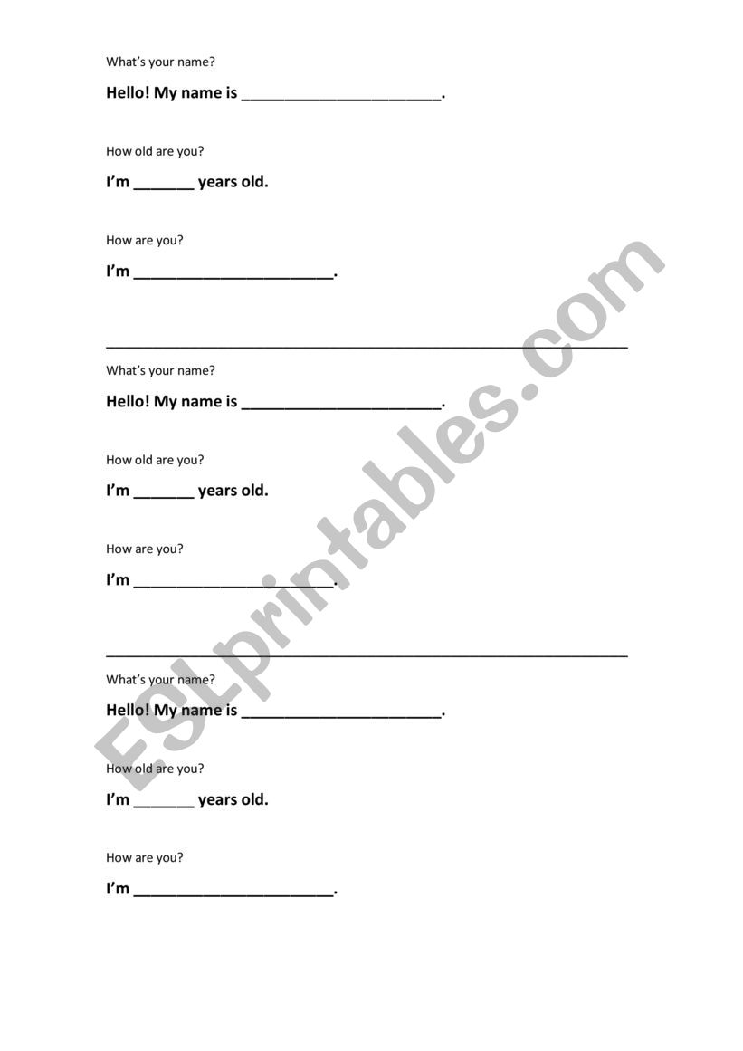 self introduction  worksheet