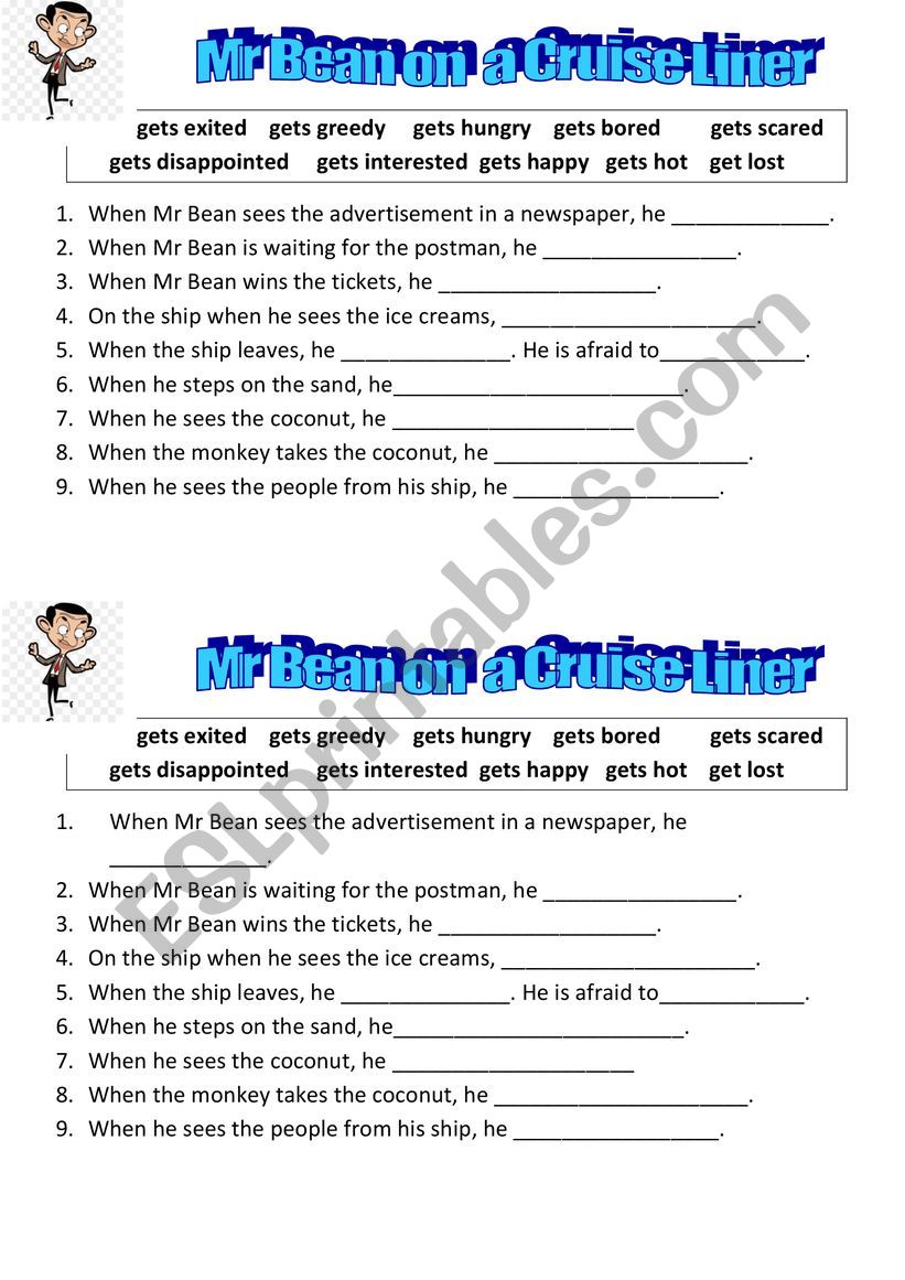 Mr Bean Cruise cartoon-expressions with GET