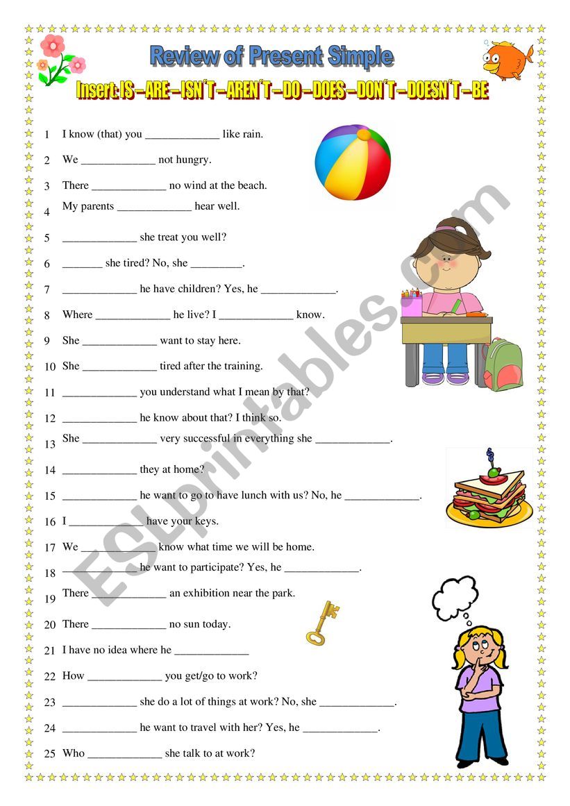 Review of Present Simple worksheet