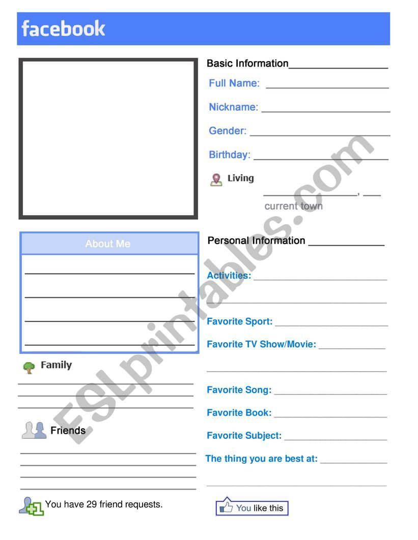 facebook-profile-worksheet-template