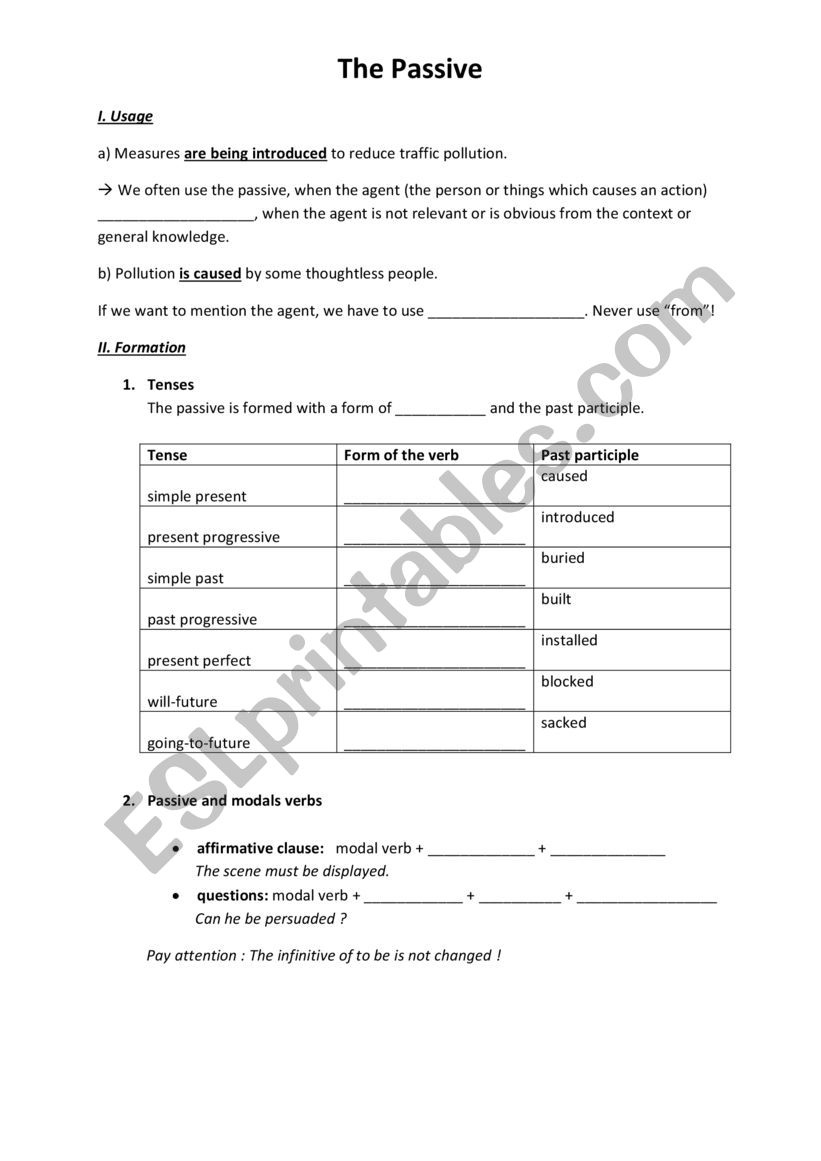 Passive worksheet