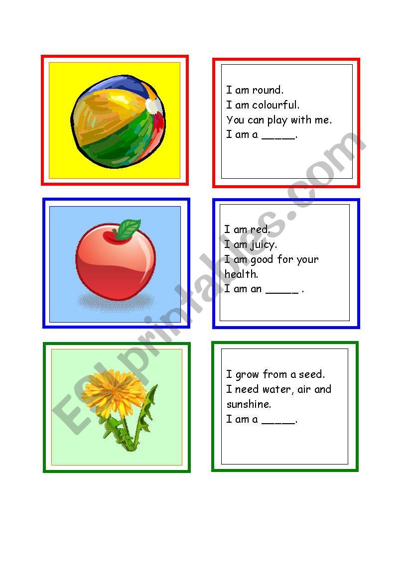 Vocabulary Cards - Riddles worksheet