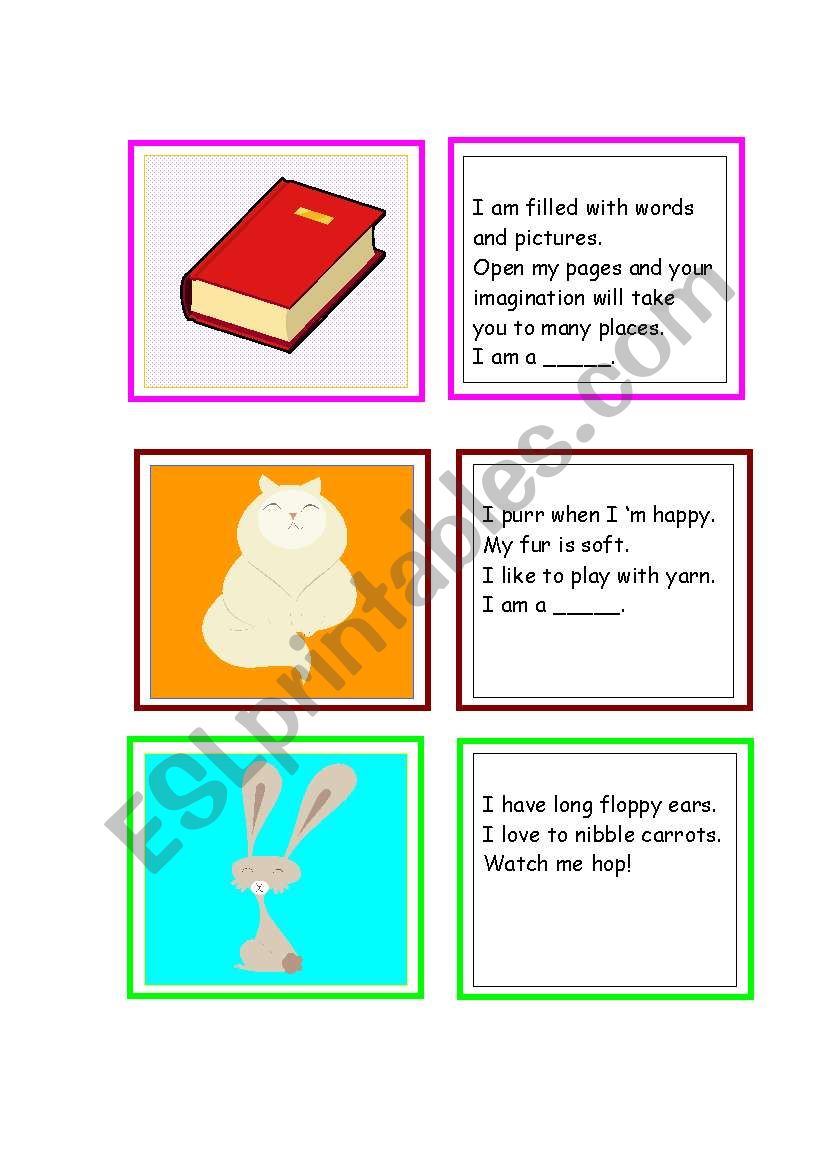 Vocabulary Cards - Riddles worksheet