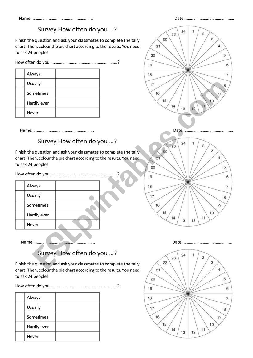 Survey: How often do you...? worksheet