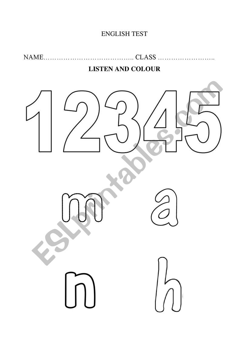 Listen & colour worksheet