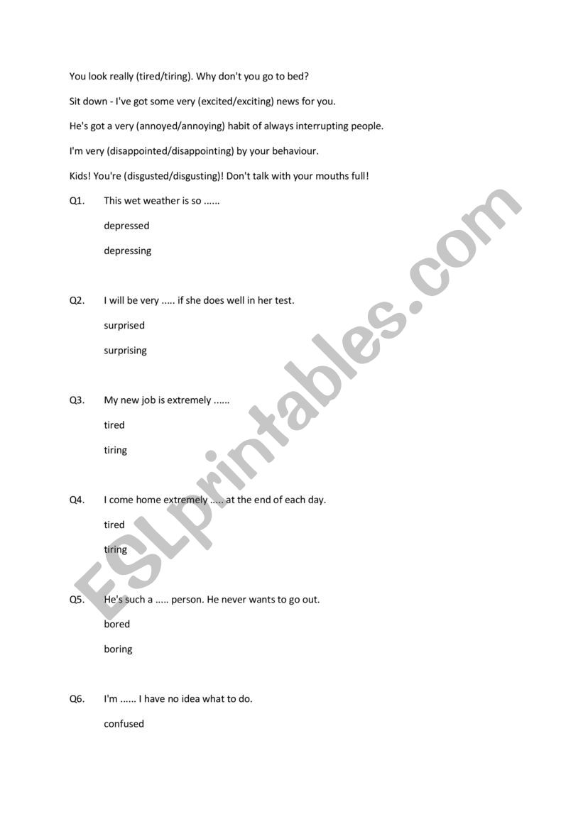 exam worksheet