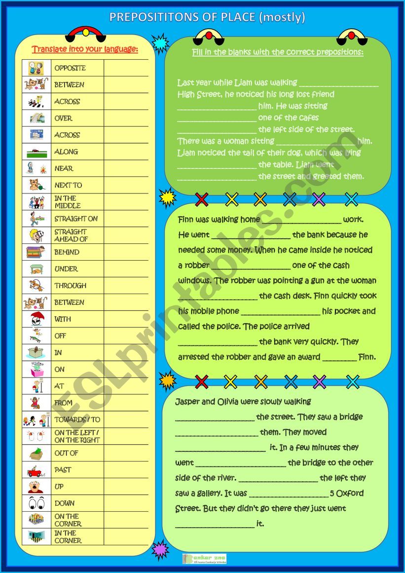 Prepositions worksheet