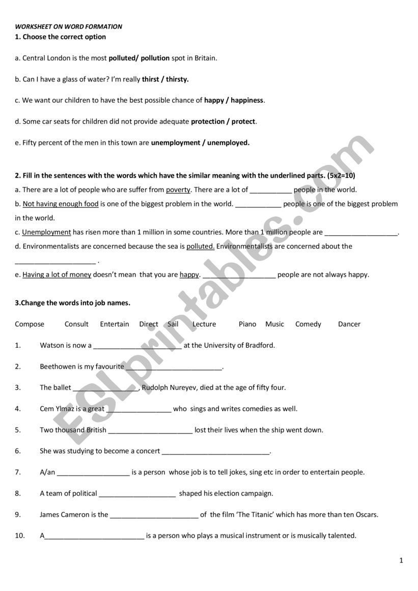 worksheet on word formation worksheet