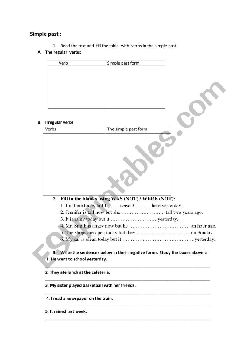 simple past worksheet
